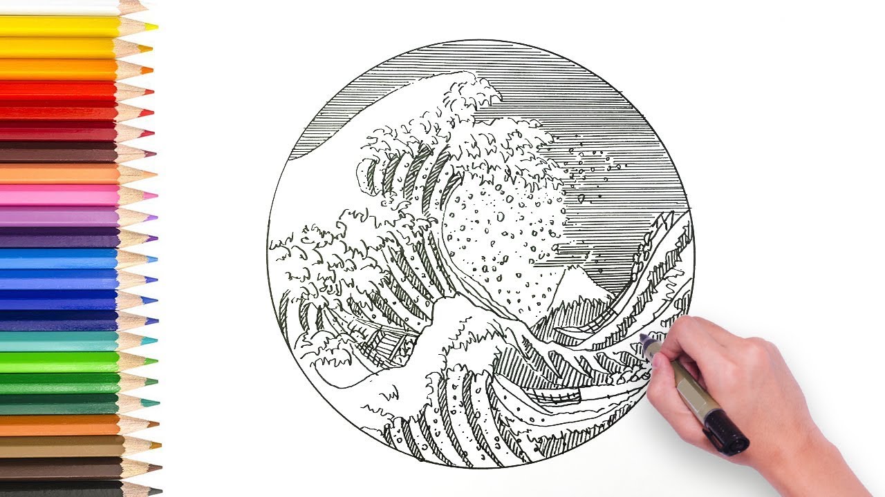 How To Draw The Famous Japanese Waves - The Great Wave Off Kanagawa ...