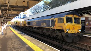 GBRF 66745 Passes Brockenhurst Railway Station On Platform 3 running the Totton to Totton.