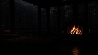 Unwinding with Fireplace and Cold Rain Storm for 24 Hours - Uninterrupted Comfort