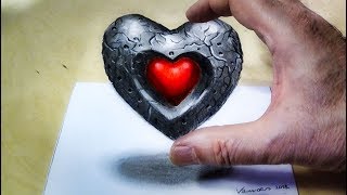 How to Draw Heart - Drawing Floating Heart - 3D Trick Art