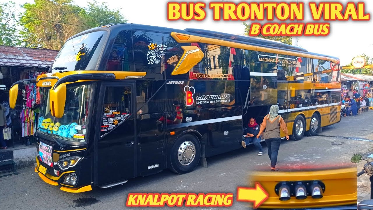 BUS VIRAL! DENGAN KNALPOT RACING! B COACH BUS - YouTube