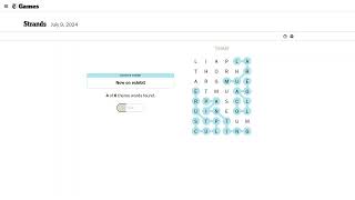 AI Solve New York Times  Daily Strands Puzzle #128: 7/9/2024 (ASMR)
