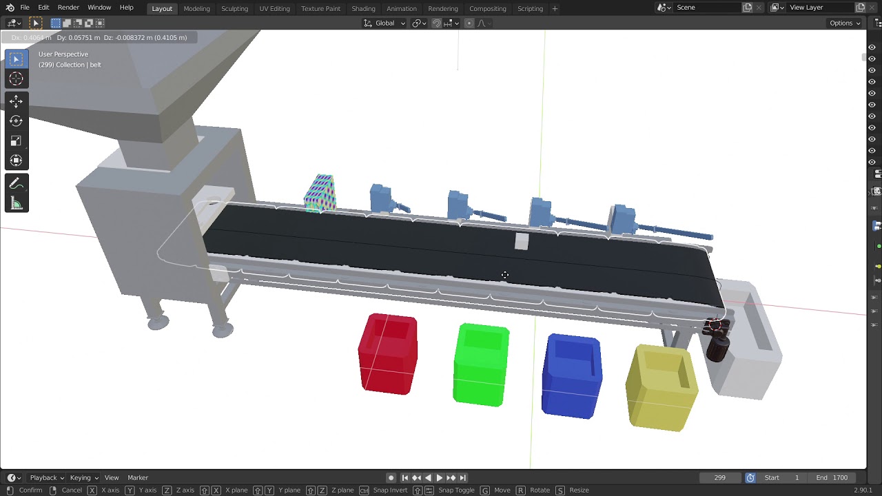 Color Sorting Machine 3d Model And Animation In Blender Youtube