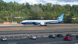 Boeing 777X take off from Boeing Field, Seattle