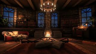 🏰Castle Room with Rain, Fireplace & Thunderstorm Sounds to Sleep or Relax