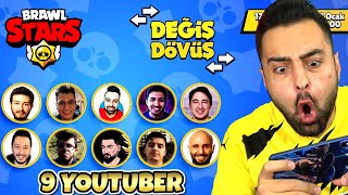 9 BRAWL STARS YOUTUBERİ İLE SIRA SIRA ÇİFT HESAPLAŞMA OYNADIM !