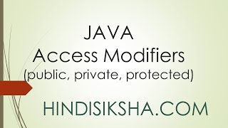 JAVA: Access Modifiers (Public, Private, Protected) in Hindi