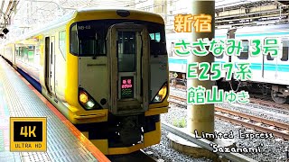 🚃臨時列車 特急新宿さざなみ3号 E257系 館山ゆき(車窓)   Limited EXP Sazanami No.3. For Tateyama