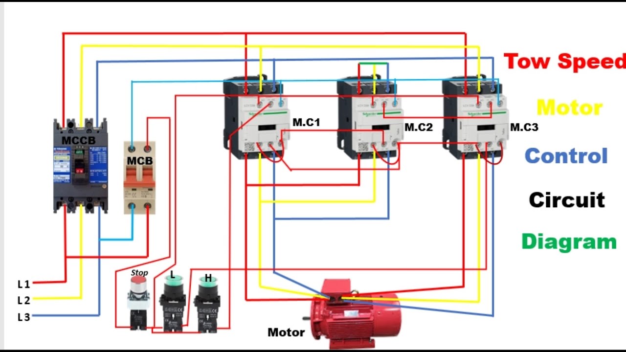 3 Phase 2 Speed Motor Control Circuit Wiring Diagram - YouTube