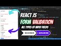 Form Validation for ALL TYPES of INPUT FIELDS Beginner TO ADVANCED Level - React Js Tutorial