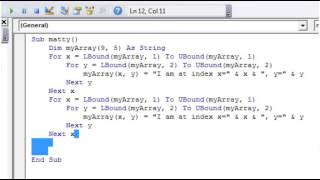 Excel 2010 VBA Tutorial 24 looping through a multi dimensional array