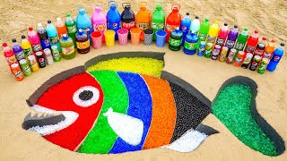 How to make Rainbow Piranha with Orbeez, Chupa Chups, Fanta, Coca-Cola vs Mentos & Popular Sodas