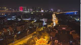 Wuhan Yangtze River Bridge Night Timelapse 武汉长江大桥夜景(黄鹤楼四楼视角)