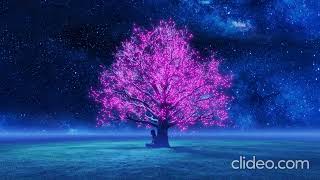 Women Sitting on Glowing Tree at Light Sky with Emitting Stars / Illustration Video || Fantasy Video