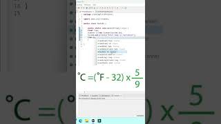Fahrenheit to Celsius conversion in Java. #computerprogram #coding #javaclass