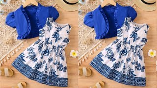 Beautiful Baby Frock With Coat Collar Jacket Cutting and Stitching/Very Easy Baby Dress