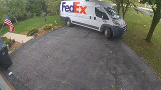 FedEx Truck fail - attempts to turn around in my narrow driveway?!