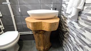 How we made a wooden sink stand - Log cabin bathroom bisernikutak.com