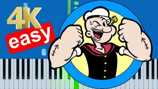 Popeye The Sailor Man Theme Song (Easy) Piano Tutorial 4K