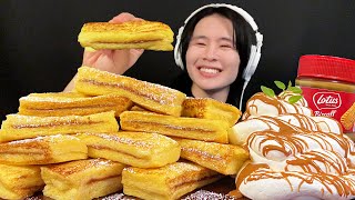 ASMR lotus french toast‼️【subtitles/Mukbang/Eating sounds】