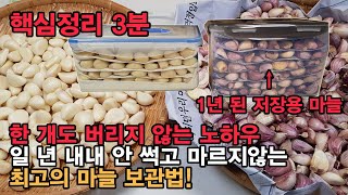 [3분 요약] 깐 마늘 \u0026 안깐 마늘 보관법! 일 년 내내 썩지도 않고 마르지도 않는 최고의 마늘 보관하는 방법! 냉장고 보관 위치 정말 중요해요.