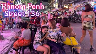 Cambodia Nightlife Phnom Penh Street 136 - [4K]