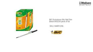 BIC Ecolutions Stic Ball Pen Black 893239 pack of 60 NWR1296