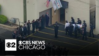Chicago Police Officer Luis Huesca's remains escorted to funeral home