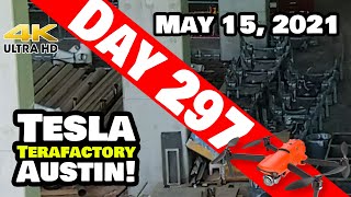 Tesla Gigafactory Austin 4K  Day 297 - 5/15/21 - Terafactory Texas - GIGA PRESS CASTINGS BEING MADE!