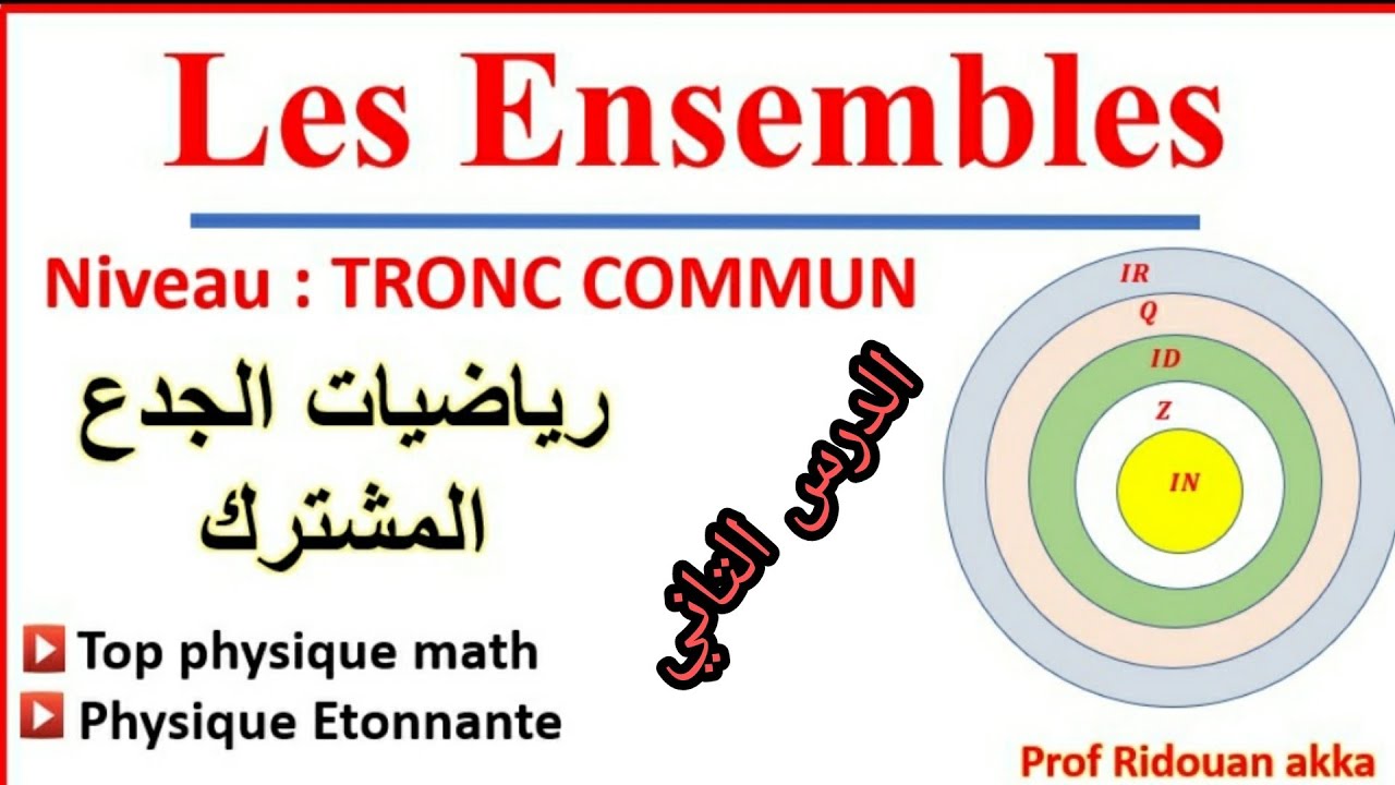 Les Ensembles: المجموعات #cour 2 Math Tronc Commun:الدرس التاني في ...