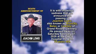 Joachim Lewis ~ Short Obituary