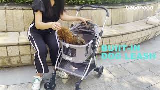 Beberoad Pets Pet Stroller for Small Dogs \u0026 Cats, with Removable Basket \u0026 Foldable Cart Frame