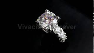 3.21ct Round Forever One Moissanite Engagement Ring with 1.78ct of Accent Natural Diamonds