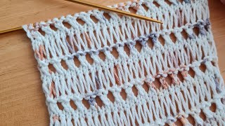 Yapması Kolay Görüntüsü Olay Mevsimlik Ajurlu İki Şiş Örgü Modeli ✅️ Knitting Crochet