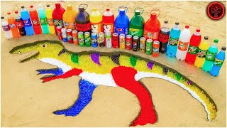 How to make T-Rex Dinosaur with Orbeez Colorful from Big Coca Cola, Popular Sodas & Mentos New