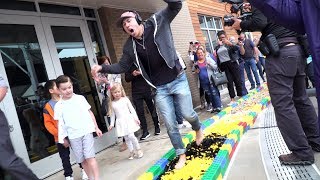World Record Lego Walk - 168ft 5in! J-Si beat Dude Perfect!