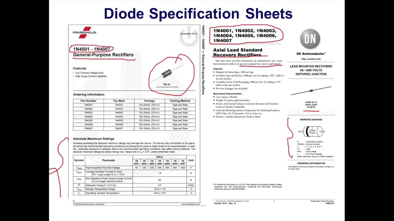 Diode Spec From Datasheet Youtube