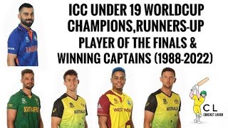 ICC Under 19 Worldcup Champions,Runners-up,Winning Captains and Player of The Final(Cricket lover B)