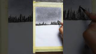 Super easy landscape drawing#pencildrawing #landscapepainting #beginners