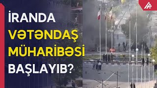 İranda polis binasını yandırdılar: Atışma başladı - APA TV