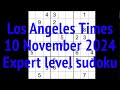 Sudoku solution – Los Angeles Times 10 November 2024 Expert level