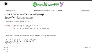 Java Practice It | Self-Check 7.25: arrayMystery2 | arrays, syntax, array basics