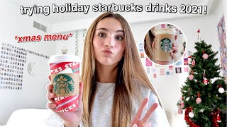 trying STARBUCKS holiday drinks 2021 *christmas menu taste test*