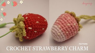 How to crochet strawberry keychain💕amigurumi strawberry bag charm