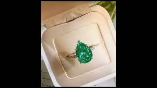 Pear Cut Fancy Vivid Green Diamond Fancy Solitaire Ring 8ct #guineveregallery