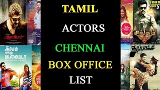 List Of Highest Collections Tamil Actors Movies in Chennai Box Office