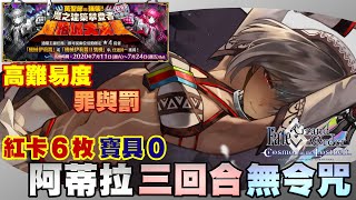 【FGO】繁中『復刻萬聖三期』教授高難｜阿蒂拉 3T 逆克制｜無寶具輸出、六張紅卡結束戰鬥｜高難易度：罪與罰 ~理應凋零的白鬍子~