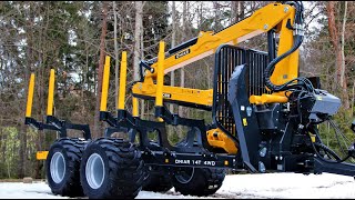 Oniar prototype machine test : Oniar 14T 4WD trailer , Oniar 8800 crane \u0026 Claas tractor in the woods