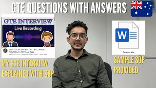 GTE QUESTIONS WITH ANSWERS | HOW TO MAKE SOP FOR AUSTRALIA | INDIANS IN AUSTRALIA