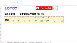 予想数字 第532回 LOTO7 ロト7 2023年7月21日 (金) HiromiTV